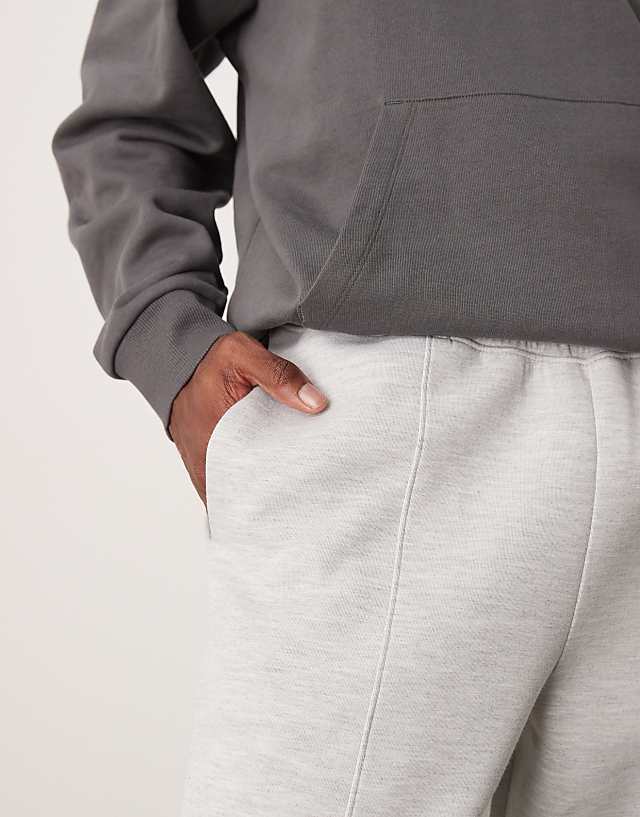 Asos ASOS DESIGN Heavyweight Scuba Straight Leg Joggers With Pin Tuck In Grey Marl