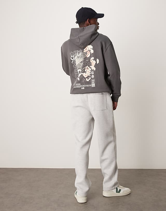 Asos ASOS DESIGN Heavyweight Scuba Straight Leg Joggers With Pin Tuck In Grey Marl