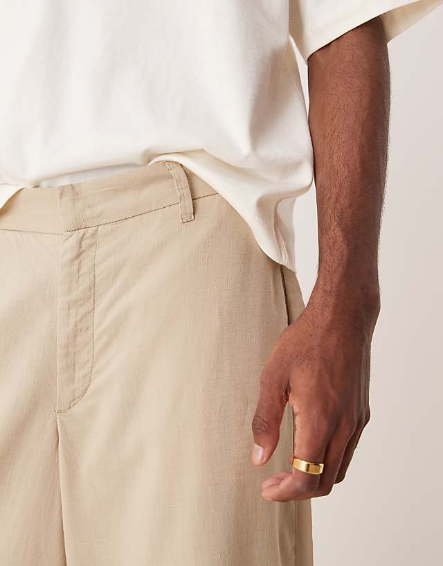 Asos ASOS DESIGN Heavyweight Twisted Horseshoe Trouser In Sand