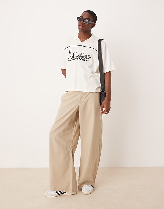 asos ASOS DESIGN heavyweight twisted horseshoe trouser in sand