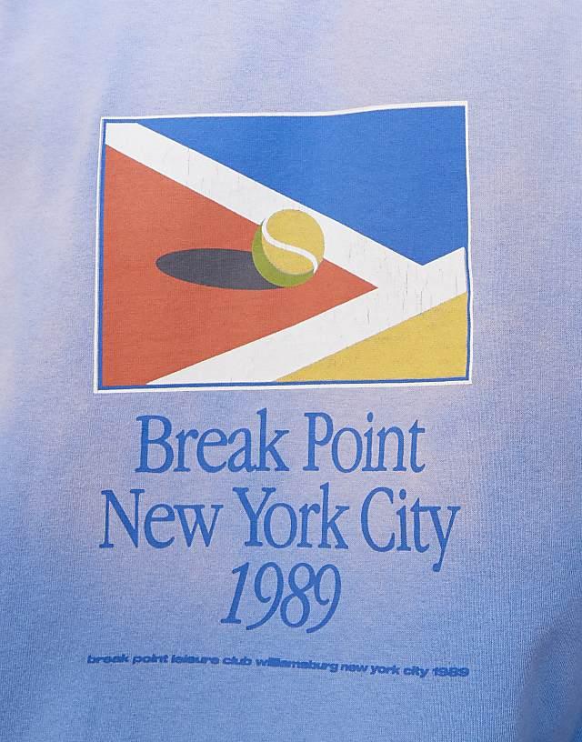 Asos ASOS DESIGN Heayweight Boxy Oversized T-shirt With Chest Print In Washed Blue