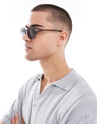 Asos ASOS DESIGN Hexagon Sunglasses With Grey Lens And Frame