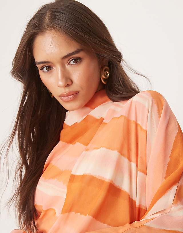 Asos ASOS DESIGN High Neck Maxi Dress In Pink Stripe Print