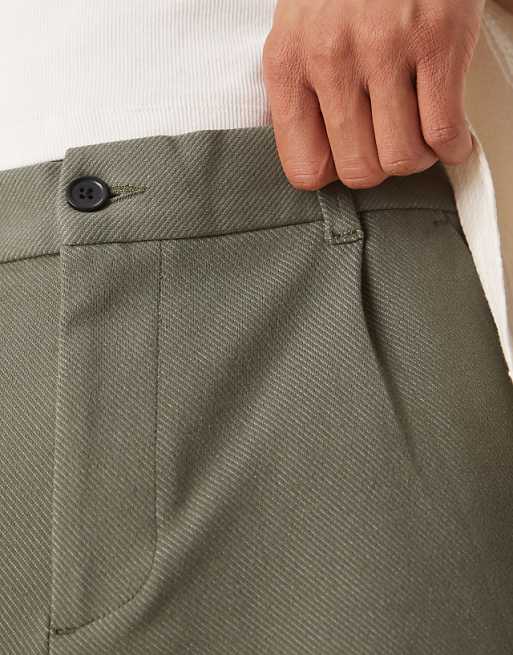 Asos ASOS DESIGN Horseshoe Smart Trousers In Khaki Twill