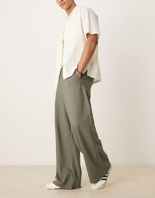 Asos ASOS DESIGN Horseshoe Smart Trousers In Khaki Twill