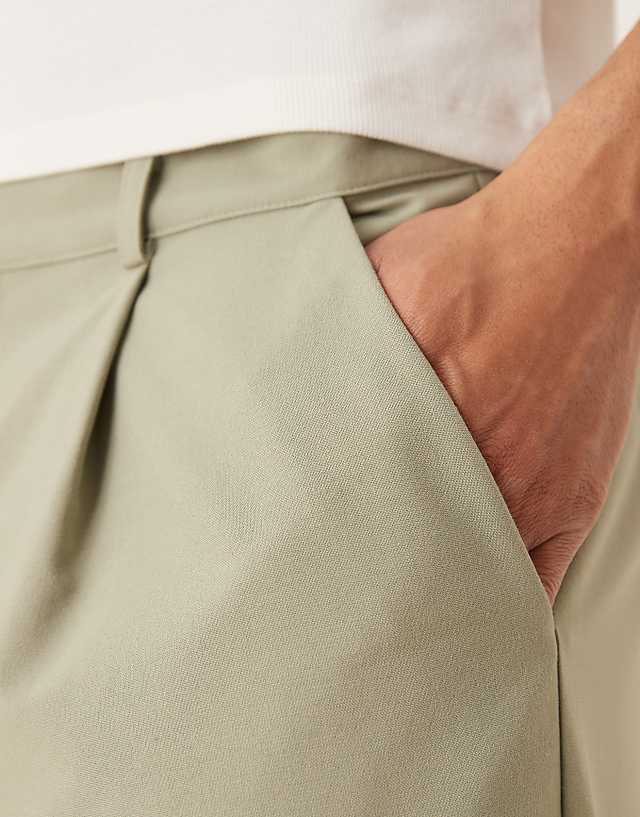 Asos ASOS DESIGN Horseshoe Trouser With Pinstripe In Sage