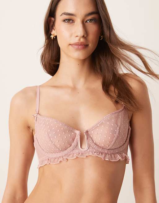 Asos ASOS DESIGN Jessie Spot Embroidery Lingerie In Dusty Pink