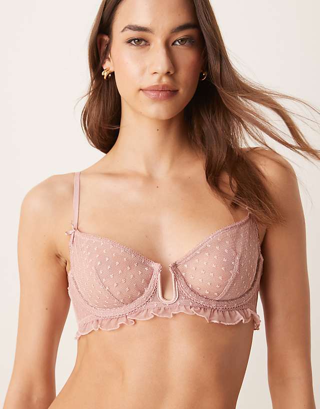 Asos ASOS DESIGN Jessie Spot Embroidery Lingerie In Dusty Pink