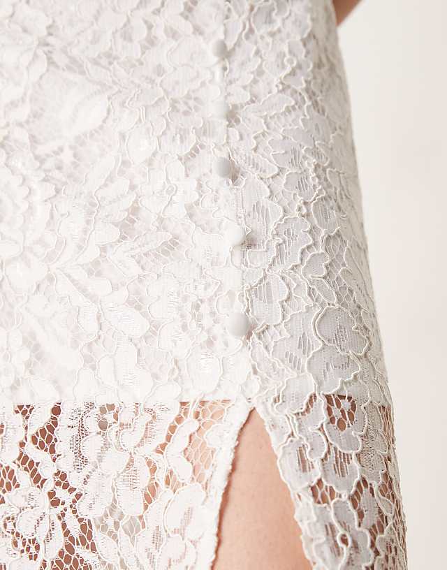 Asos ASOS DESIGN Lace High Neck Sleeveless Maxi Dress In White