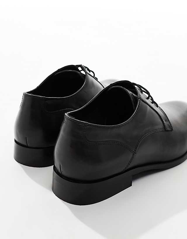 Asos ASOS DESIGN Lace Up Derby Shoes In Black Leather