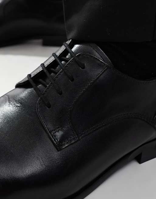 Asos ASOS DESIGN Lace Up Derby Shoes In Black Leather