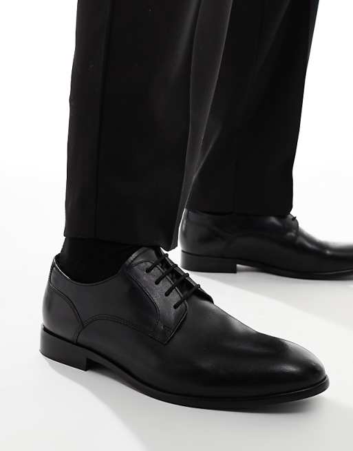 asos ASOS DESIGN lace up derby shoes in black leather