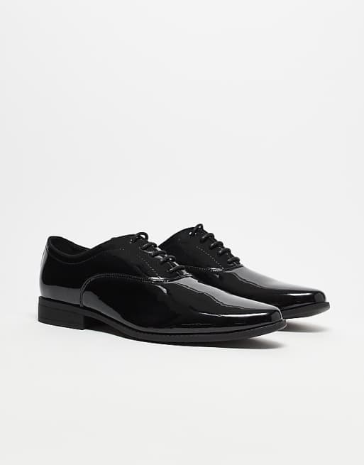 Asos ASOS DESIGN Lace Up Derby Shoes In Patent Black