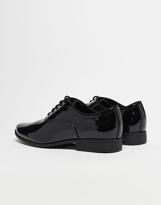 Asos ASOS DESIGN Lace Up Derby Shoes In Patent Black