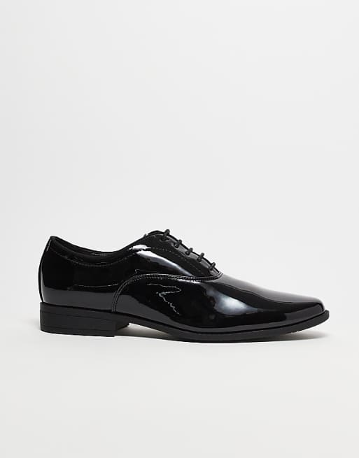 asos ASOS DESIGN lace up derby shoes in patent black