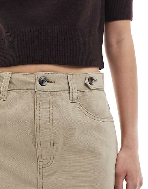 Asos ASOS DESIGN Laundered Tab Detail Shorts In Mocha