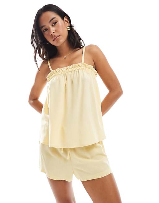 asos ASOS DESIGN linen blend micro short in buttermilk