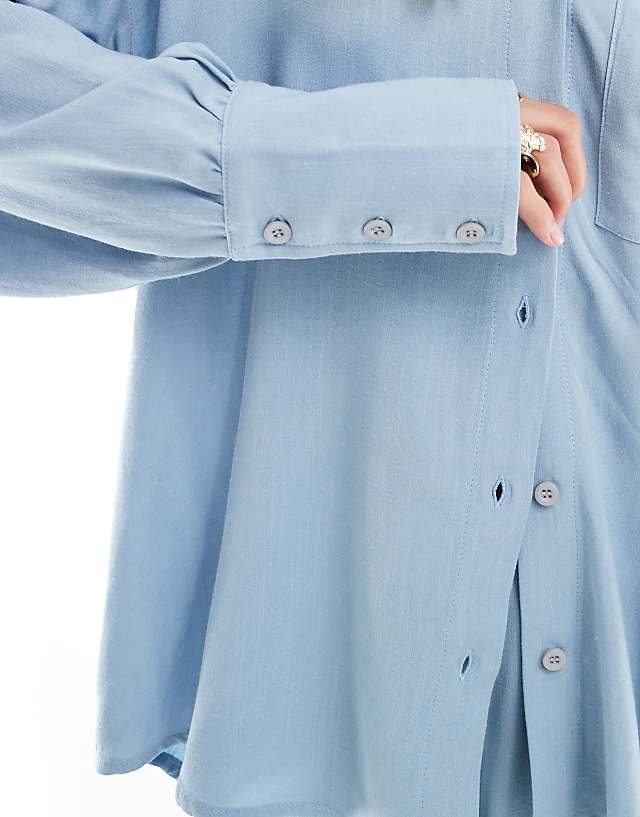 Asos ASOS DESIGN Linen Blend Oversized Shirt In Blue