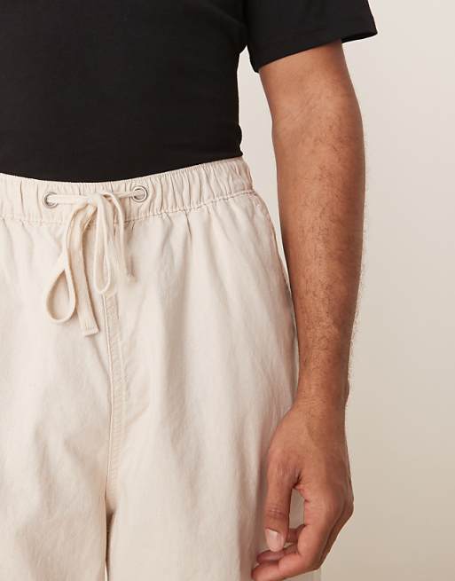 Asos ASOS DESIGN Linen Blend Parachute Trousers In Stone