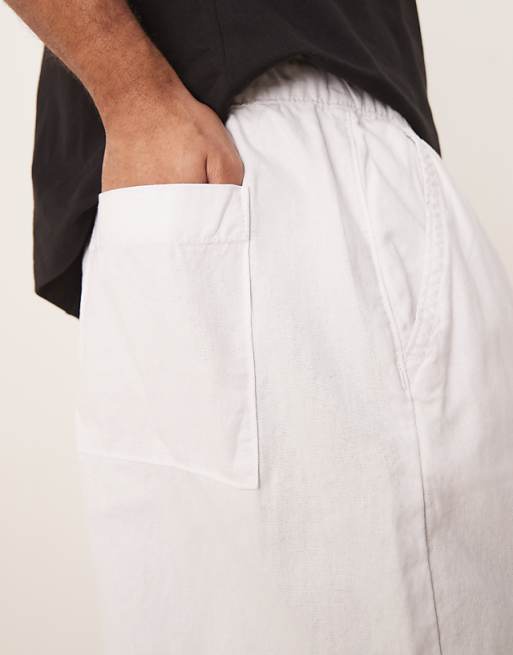 Asos ASOS DESIGN Linen Blend Parachute Trousers In White