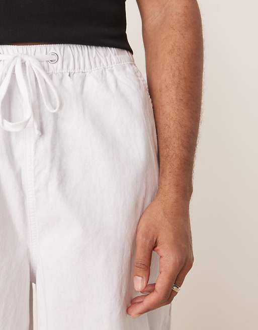 Asos ASOS DESIGN Linen Blend Parachute Trousers In White