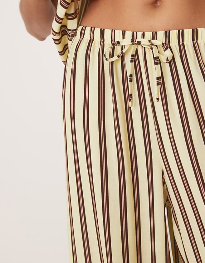 Asos ASOS DESIGN Linen Blend Pull On Trouser In Buttermilk Stripe