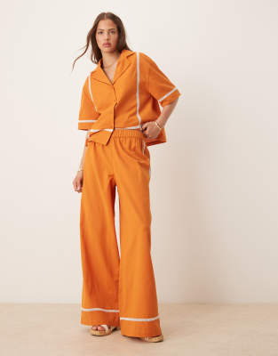 Asos ASOS DESIGN Linen Blend Shirt & Trouser Co-ord In Orange