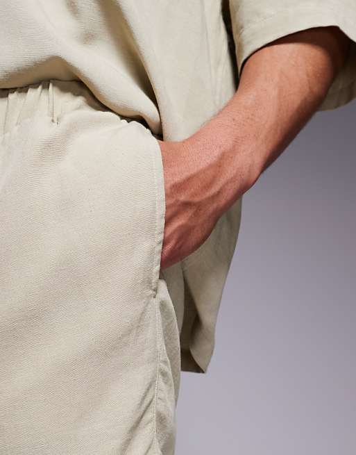 Asos ASOS DESIGN Linen Blend Shorts In Short Length In Brown