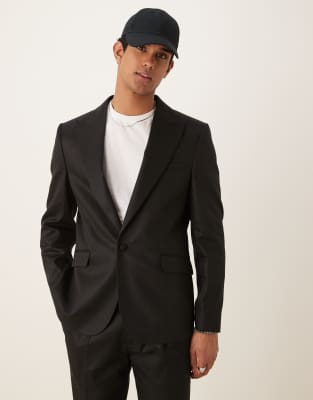 Asos ASOS DESIGN Linen Blend Slim Fit Suit In Black