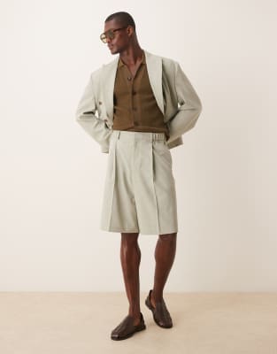 Asos ASOS DESIGN Linen Look Boxy Suit In Sage Green