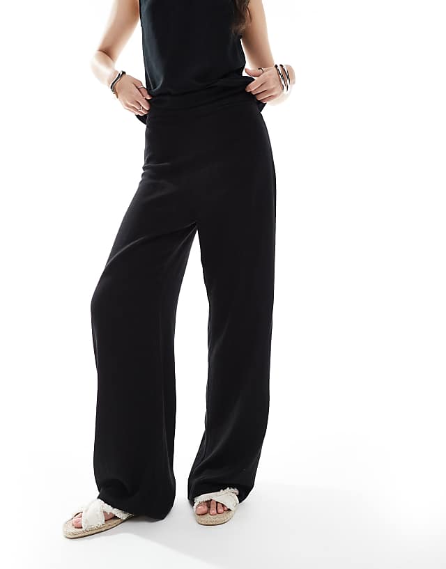 Asos ASOS DESIGN Linen Look Co-ord Trouser In Black
