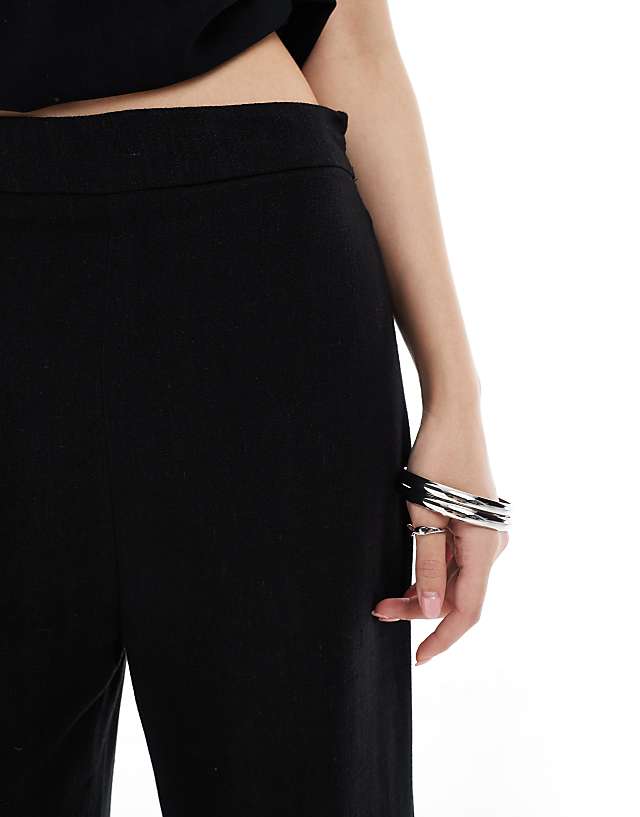 Asos ASOS DESIGN Linen Look Co-ord Trouser In Black