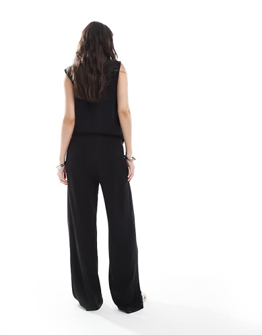 Asos ASOS DESIGN Linen Look Co-ord Trouser In Black