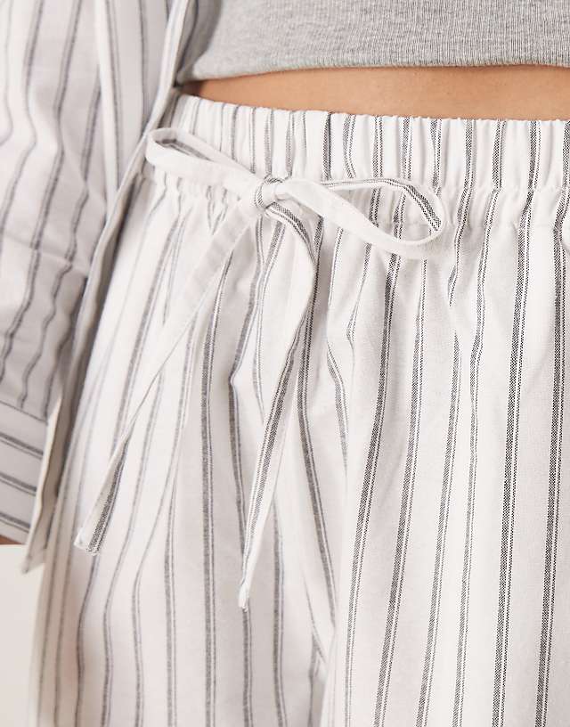 Asos ASOS DESIGN Linen Look Pull On Trousers Co-ord In Black Stripe