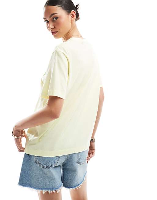 Asos ASOS DESIGN Linen Look Regular Fit T-shirt With Coral Graphic In Lemon