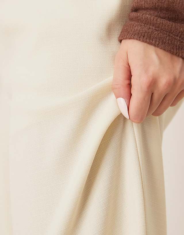 Asos ASOS DESIGN Linen Look Tailored Tie Waist Pull On Trouser In Buttermilk