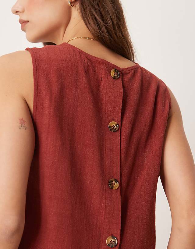 Asos ASOS DESIGN Linen Shell Top Co-ord In Brick Red