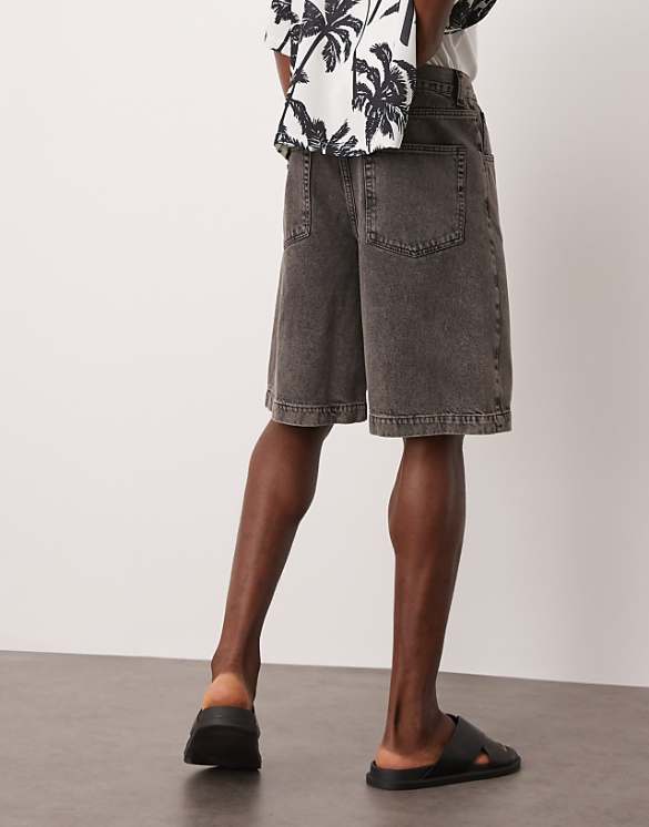 Asos ASOS DESIGN Long Length Denim Jort In Brown Wash