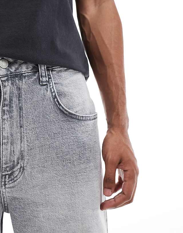 Asos ASOS DESIGN Long Length Denim Jort In Light Grey