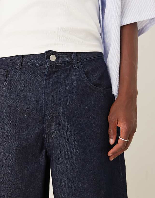 Asos ASOS DESIGN Long Length Denim Jort In Raw Wash