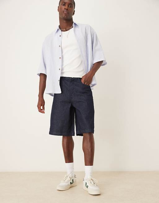 Asos ASOS DESIGN Long Length Denim Jort In Raw Wash