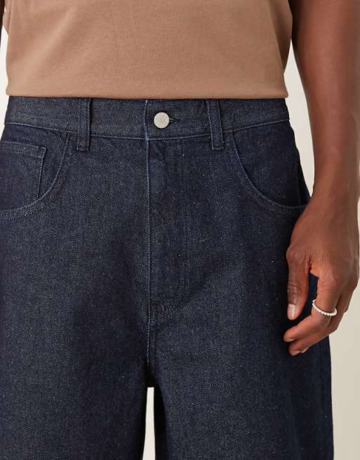 Asos ASOS DESIGN Long Length Denim Jort In Raw Wash