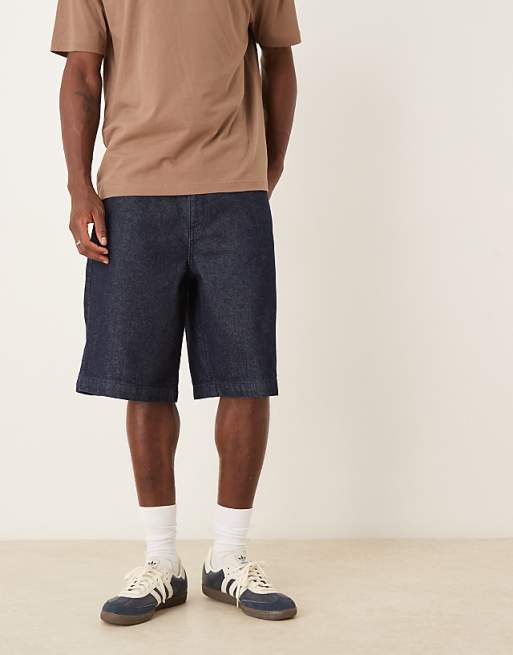 Asos ASOS DESIGN Long Length Denim Jort In Raw Wash