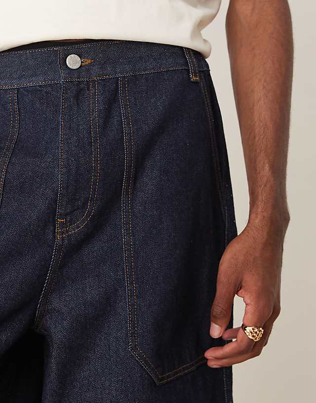 Asos ASOS DESIGN Longer Length Denim Jort In Mid Wash Blue