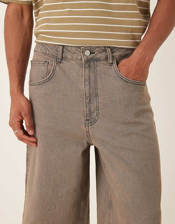 Asos ASOS DESIGN Longer Length Denim Jorts In Washed Grey