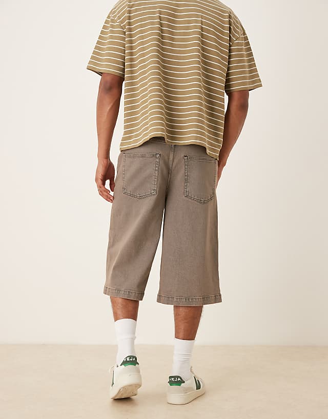 Asos ASOS DESIGN Longer Length Denim Jorts In Washed Grey
