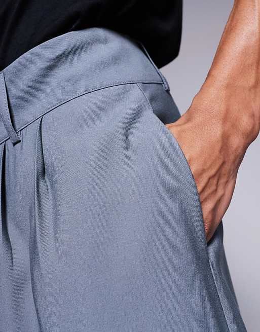 Asos ASOS DESIGN Loose Fit Smart Trousers With Wide Waistband In Grey