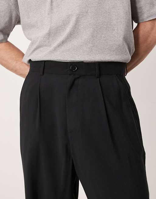 Asos ASOS DESIGN Loose Skater Fit Smart Trousers In Black