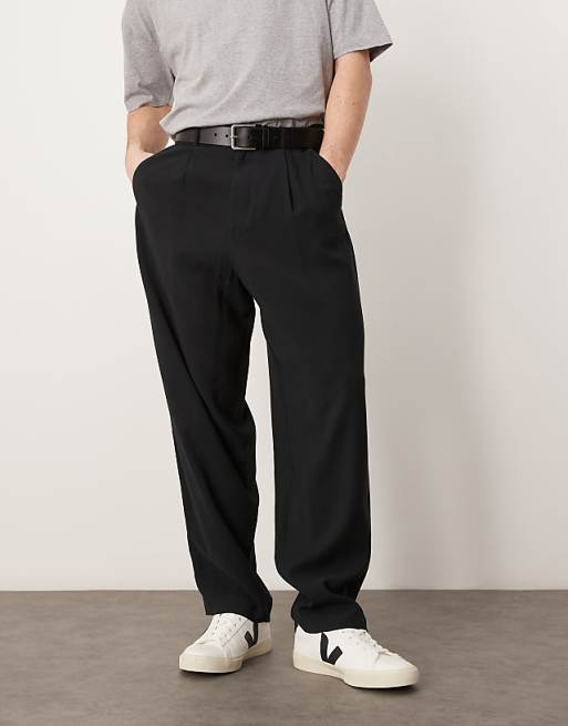 Asos ASOS DESIGN Loose Skater Fit Smart Trousers In Black