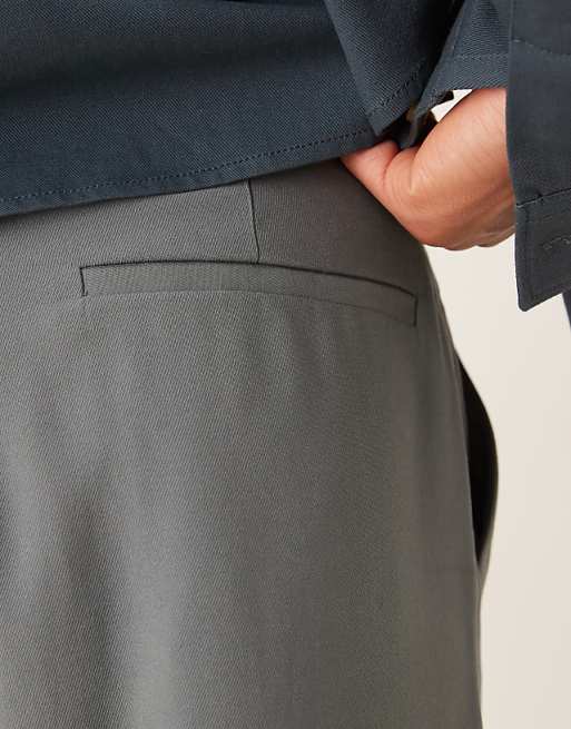 Asos ASOS DESIGN Loose Skater Fit Smart Trousers In Grey